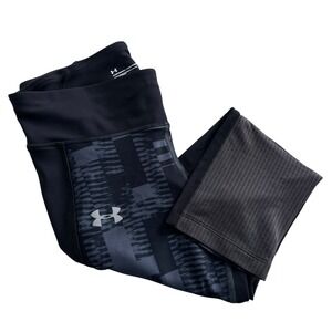 Under Armour HeatGear Women's Med Black Gray Geometric Compression Crop Leggings